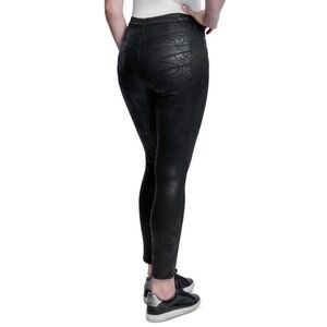 Seven7 Women's High Rise Faux Snakeskin Skinny Jeans Black Size 29